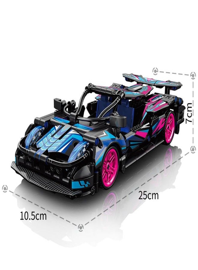 ThinkerPlace 1:18 DIY Blocks Pull-Back Car - Pink & Black | Buildable Construction Toy Car Kit | Friction-Powered Remote-Free Racing Vehicle for Kids | Educational STEM Toy for Boys & Girls - Image 2
